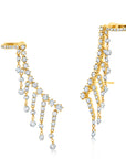 Floating Diamond Fringe Ear Climbers