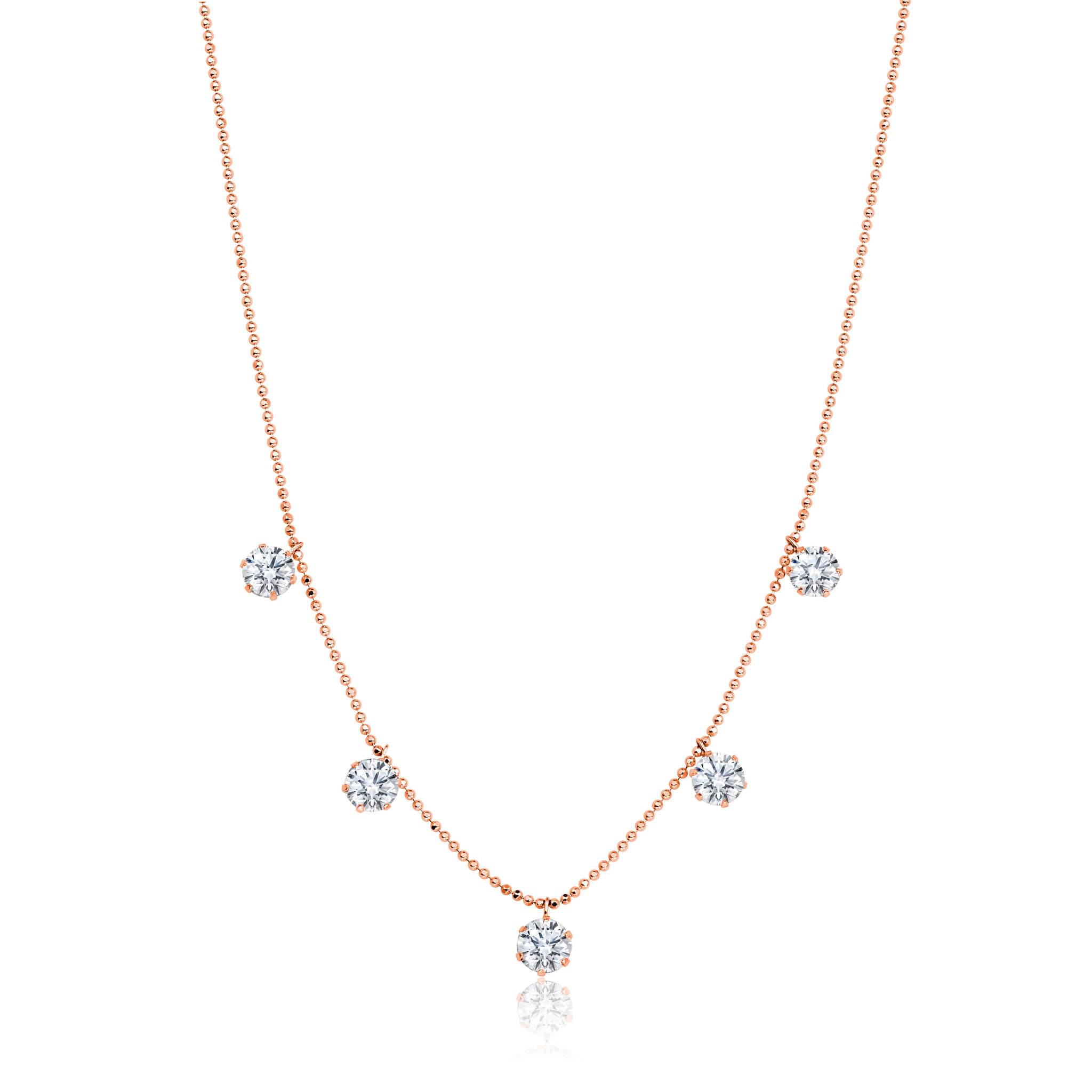 Graziela Gems - Necklace - 3.5ct Floating Diamond Necklace - Rose Gold