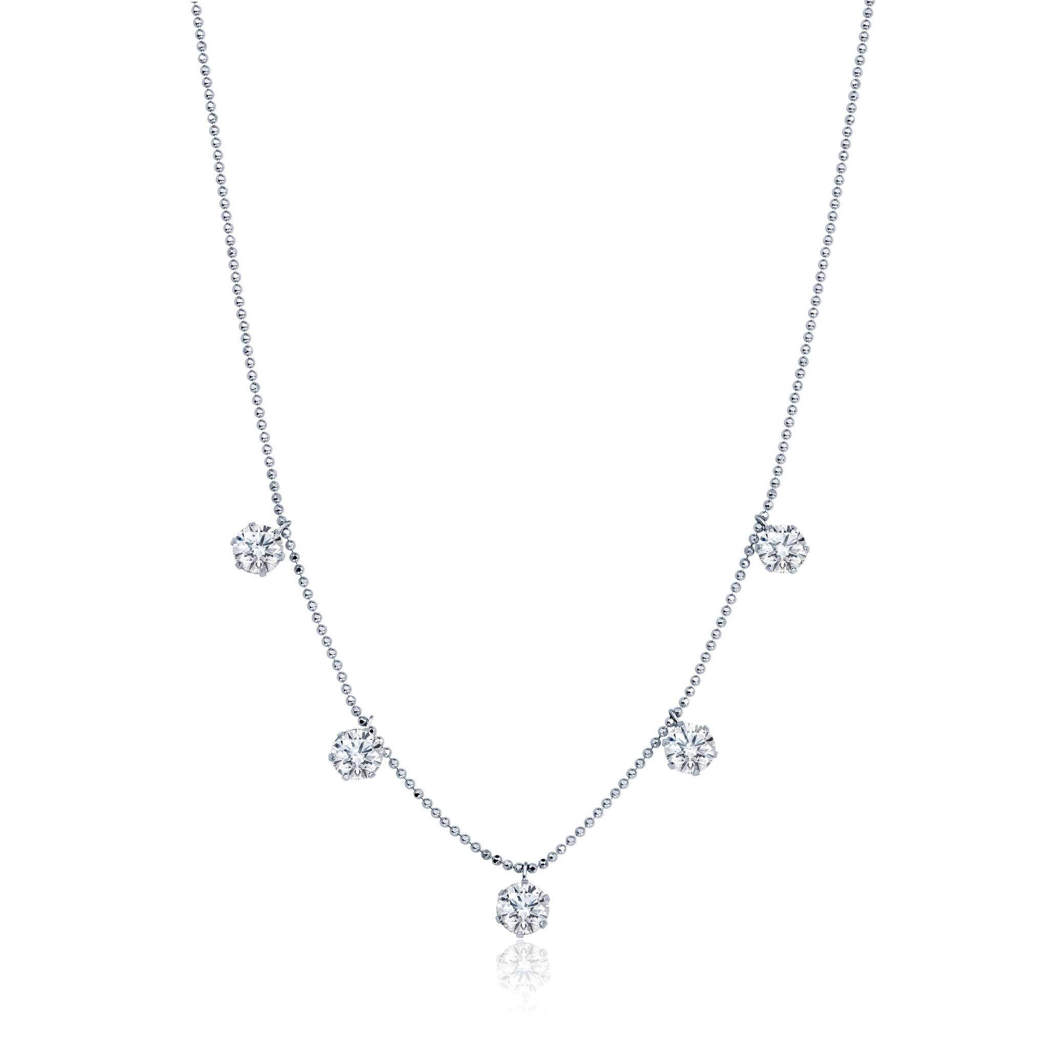 Graziela Gems - Necklace - 3.5ct Floating Diamond Necklace - White Gold