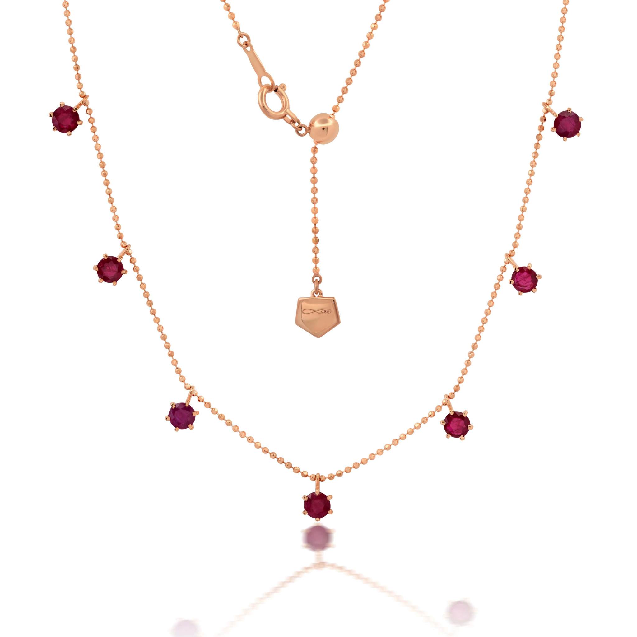 Graziela Gems - Necklace - 2ct Ruby Floating Diamond Necklace -