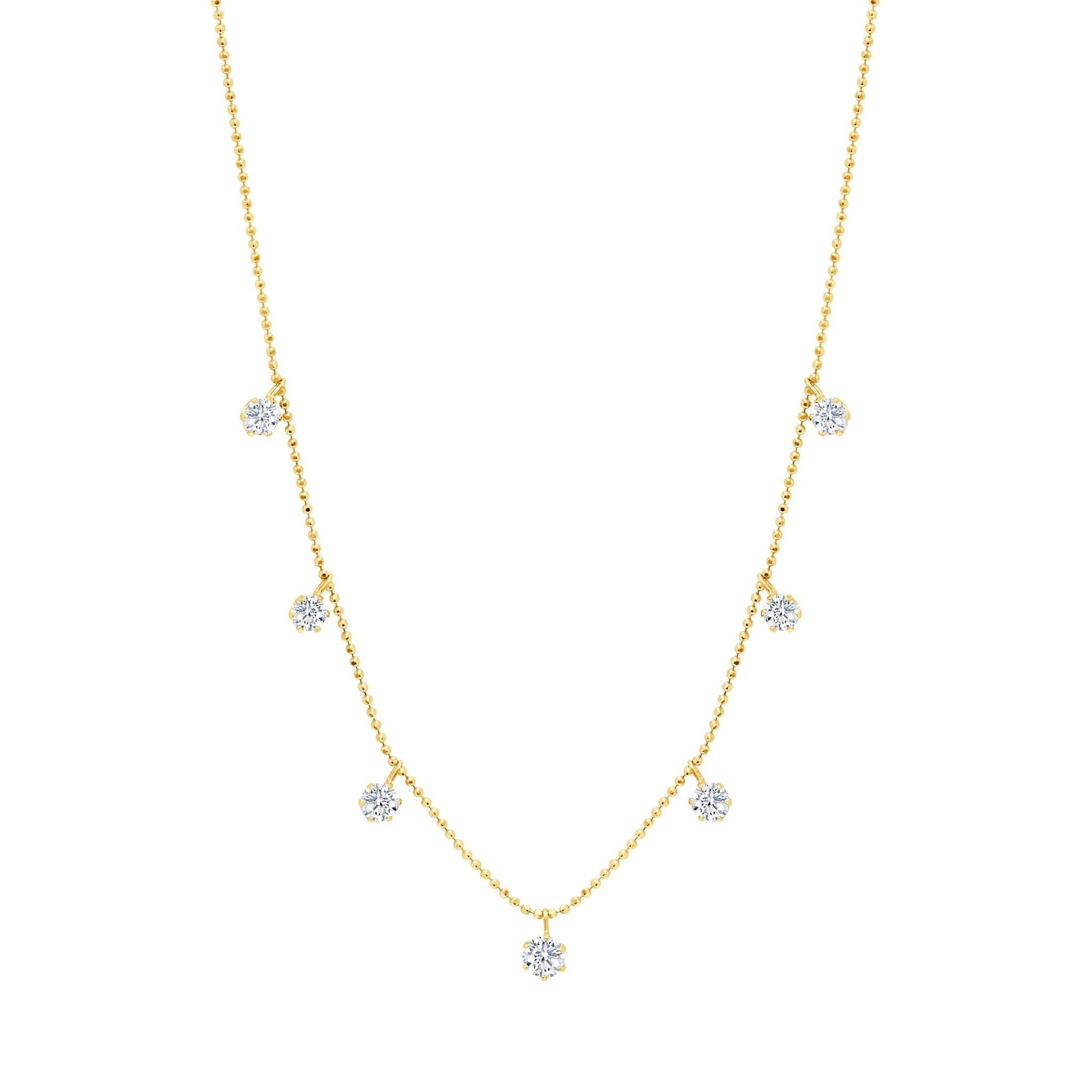 Graziela Gems - Necklace - Medium Floating Diamond Necklace - Yellow Gold