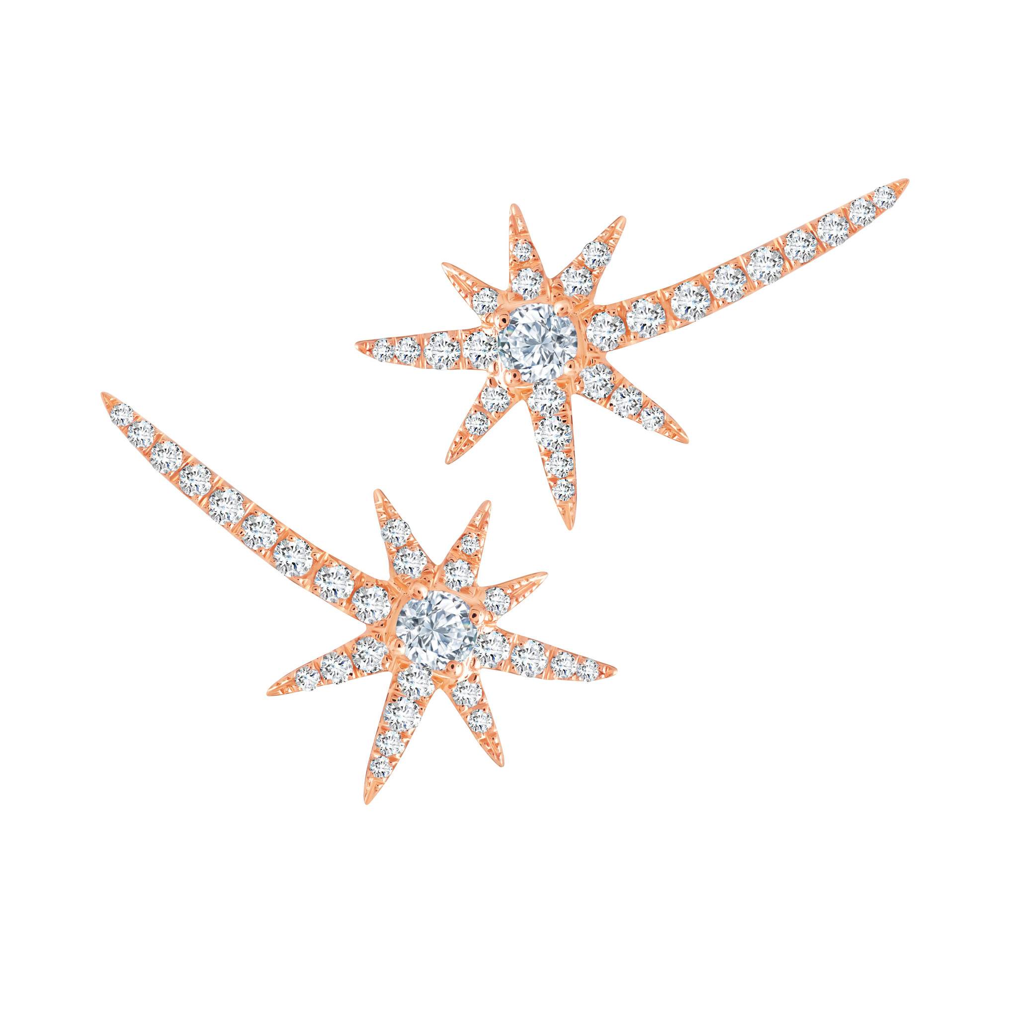 Graziela Gems - Diamond Shooting Starburst Earrings - Rose Gold