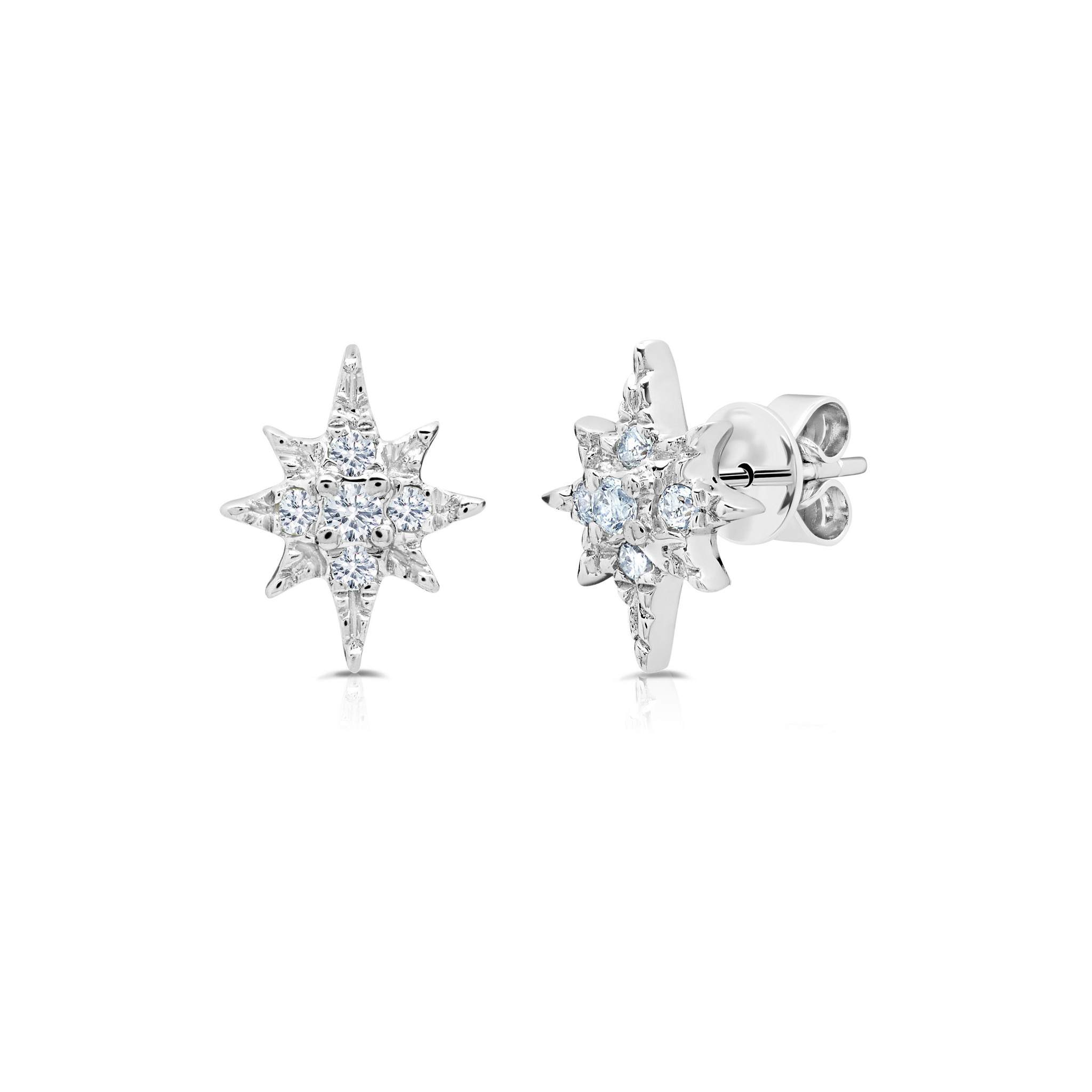 Graziela Gems - Diamond Tiny Starburst Earrings - White Gold
