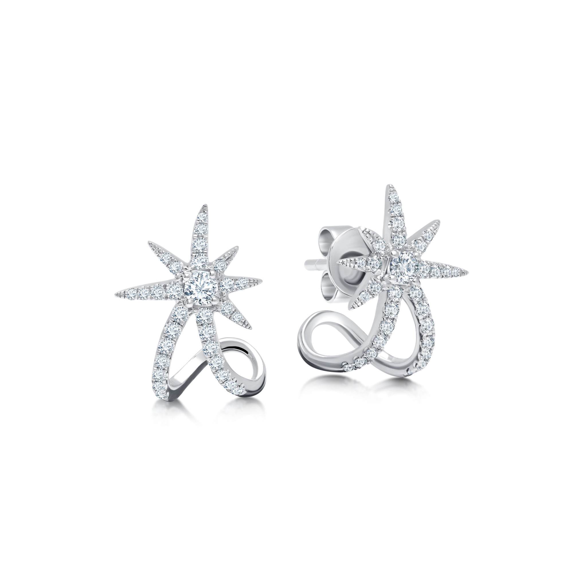 Graziela Gems - Diamond Starburst Ear Cuffs - White Gold
