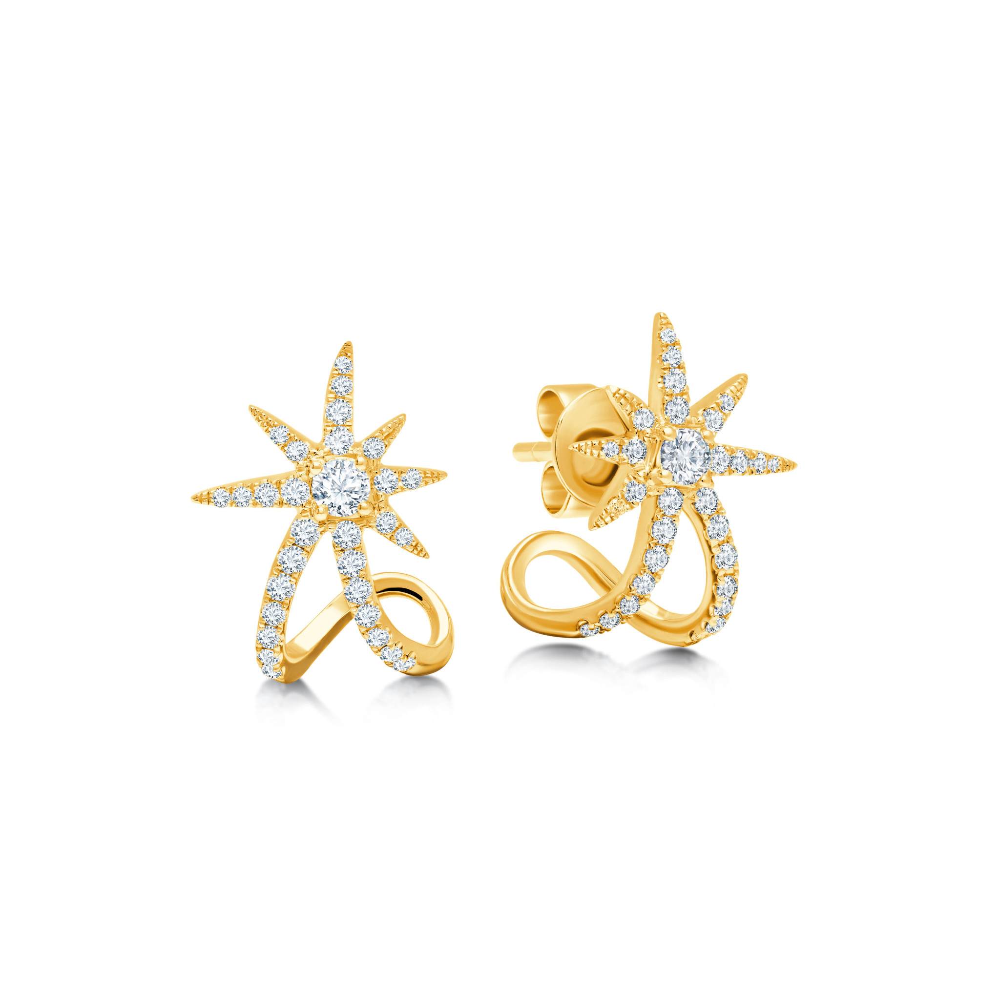 Graziela Gems - Diamond Starburst Ear Cuffs - Yellow Gold