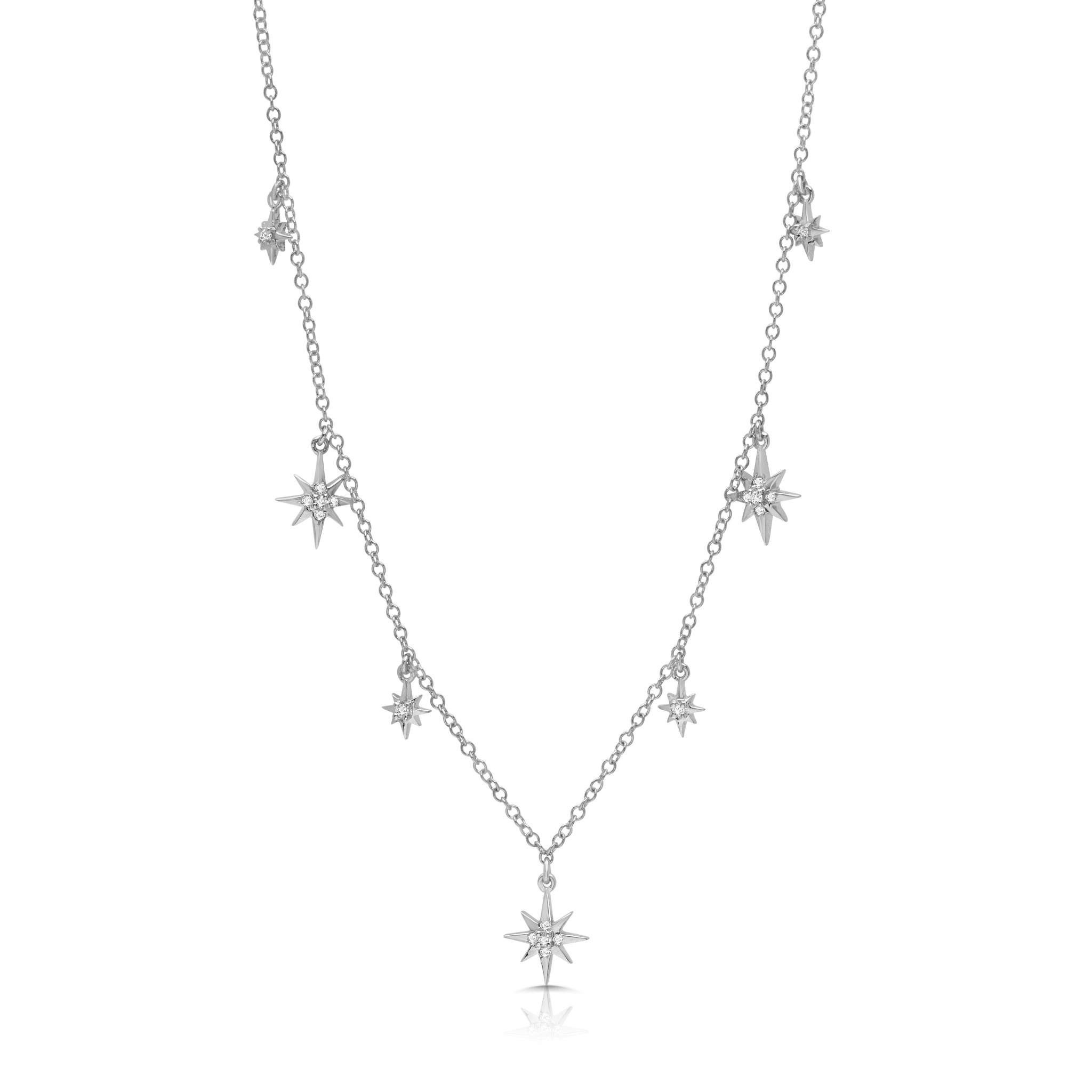 Graziela Gems - Necklace - Diamond Starburst Adjustable Necklace - White