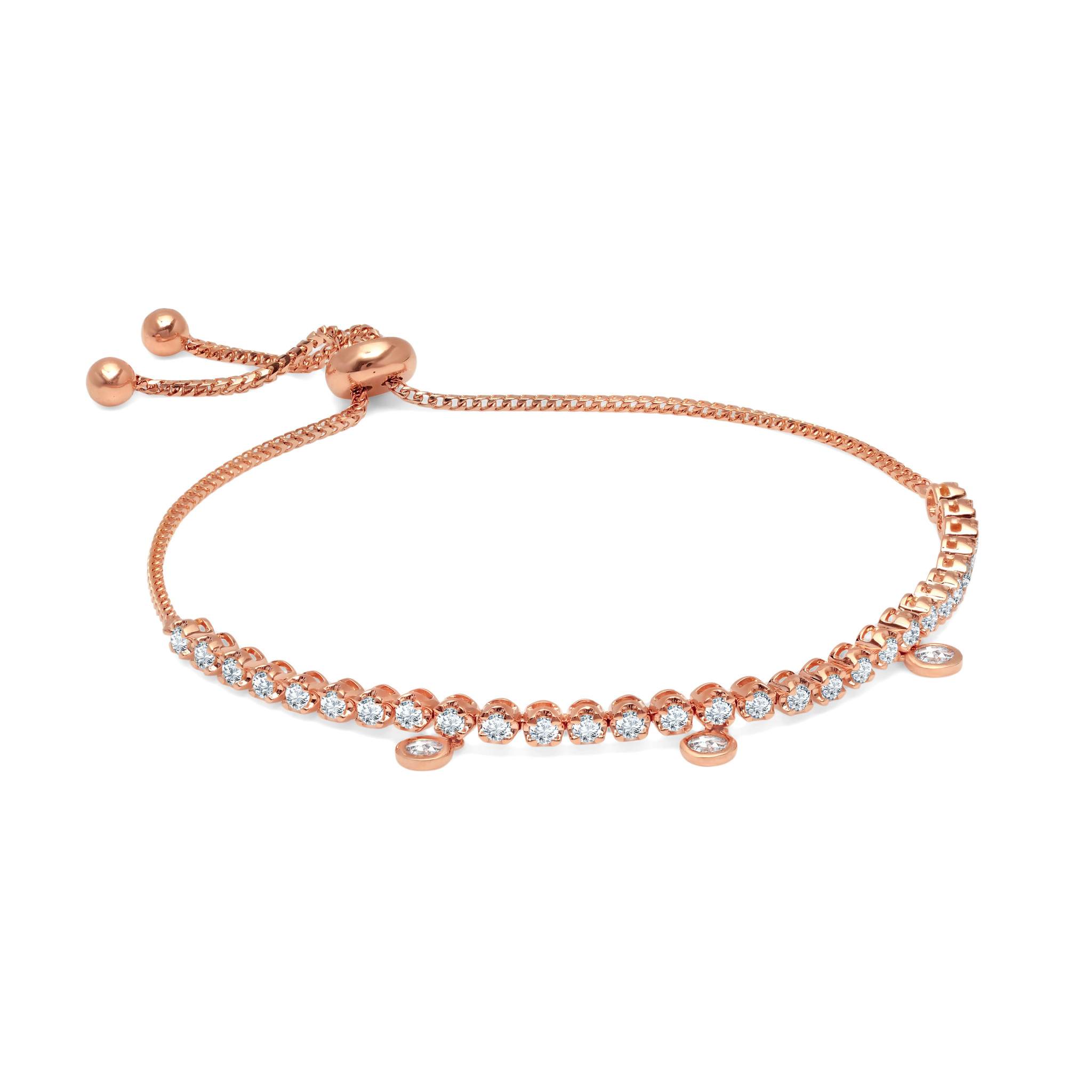 Graziela Gems - Diamond Floating Bolo Bracelet - Rose Gold