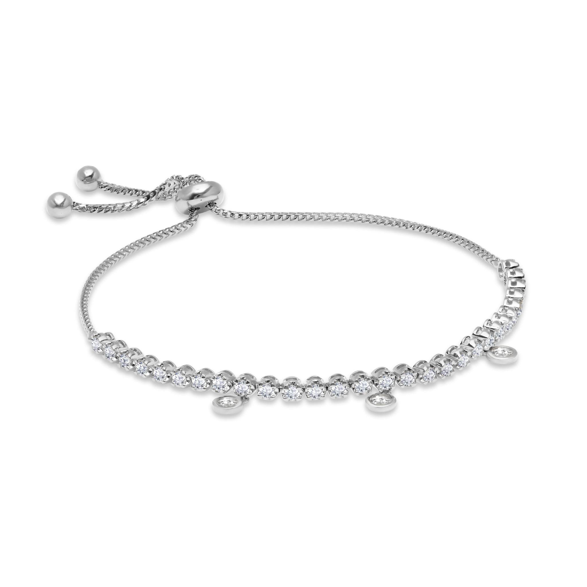 Graziela Gems - Diamond Floating Bolo Bracelet - White Gold