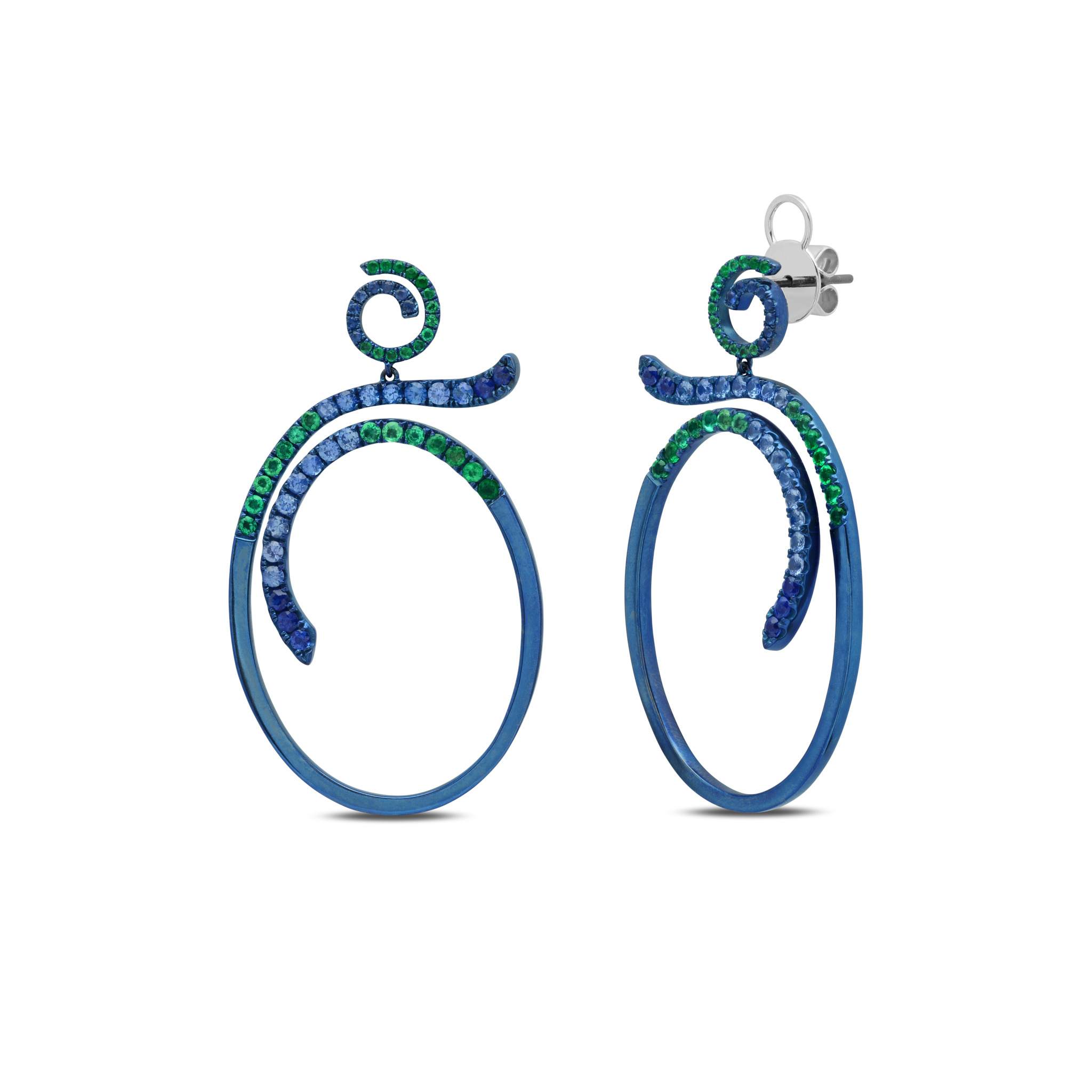 Graziela Gems - Sapphire & Emerald Blue Titanium Earrings -