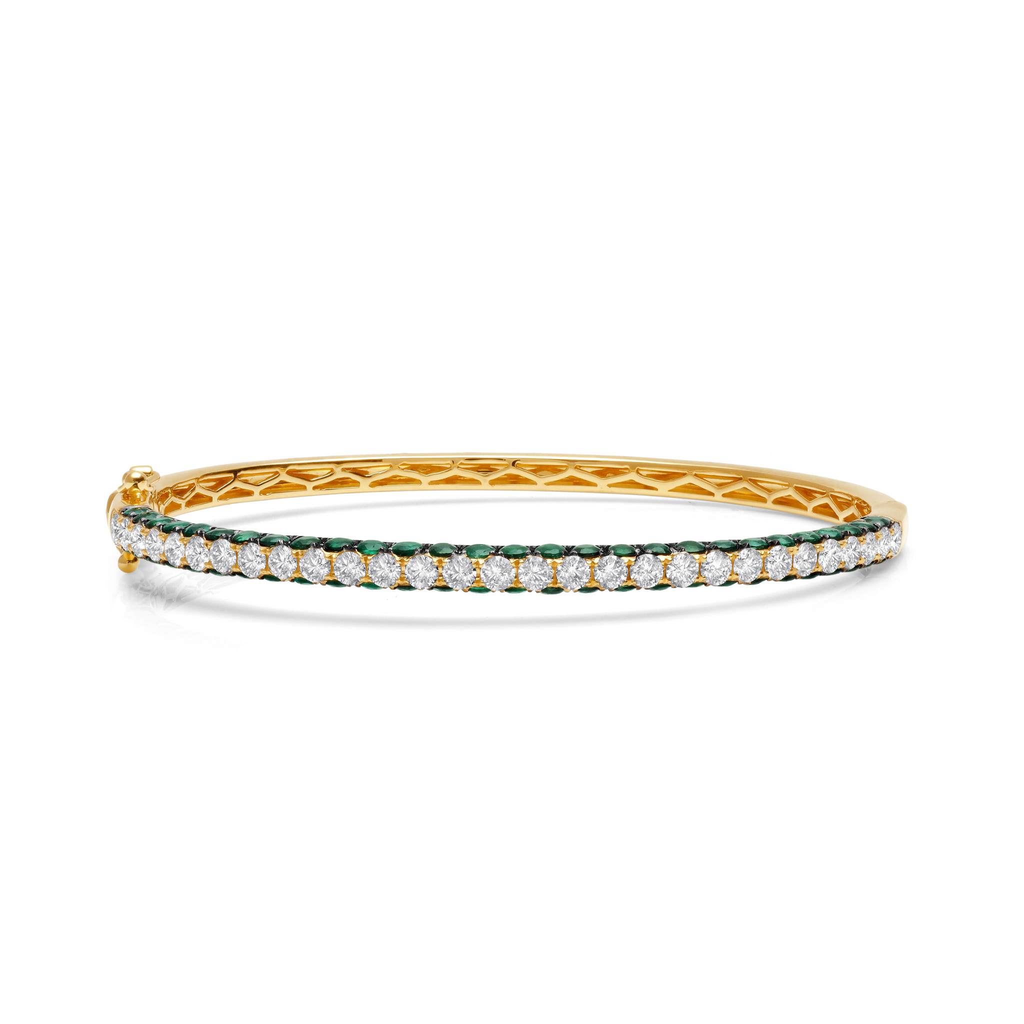 Graziela Gems - 3 Sided Emerald Bangle - Yellow Gold