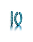 Swiss Blue & Blue Rhodium 3 Sided Hoops