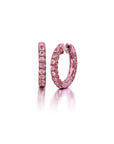 Pair of pink sapphire and pink rhodium three-sided earrings