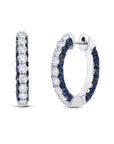 Graziela Gems - Sapphire & Diamond 3 Sided Hoop Earrings - 