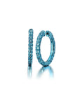 Large Swiss Blue & Blue Rhodium 3 Sided Hoops