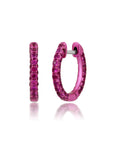 Graziela Gems - Ruby 3 Sided Color Rhodium Huggie Earrings - 