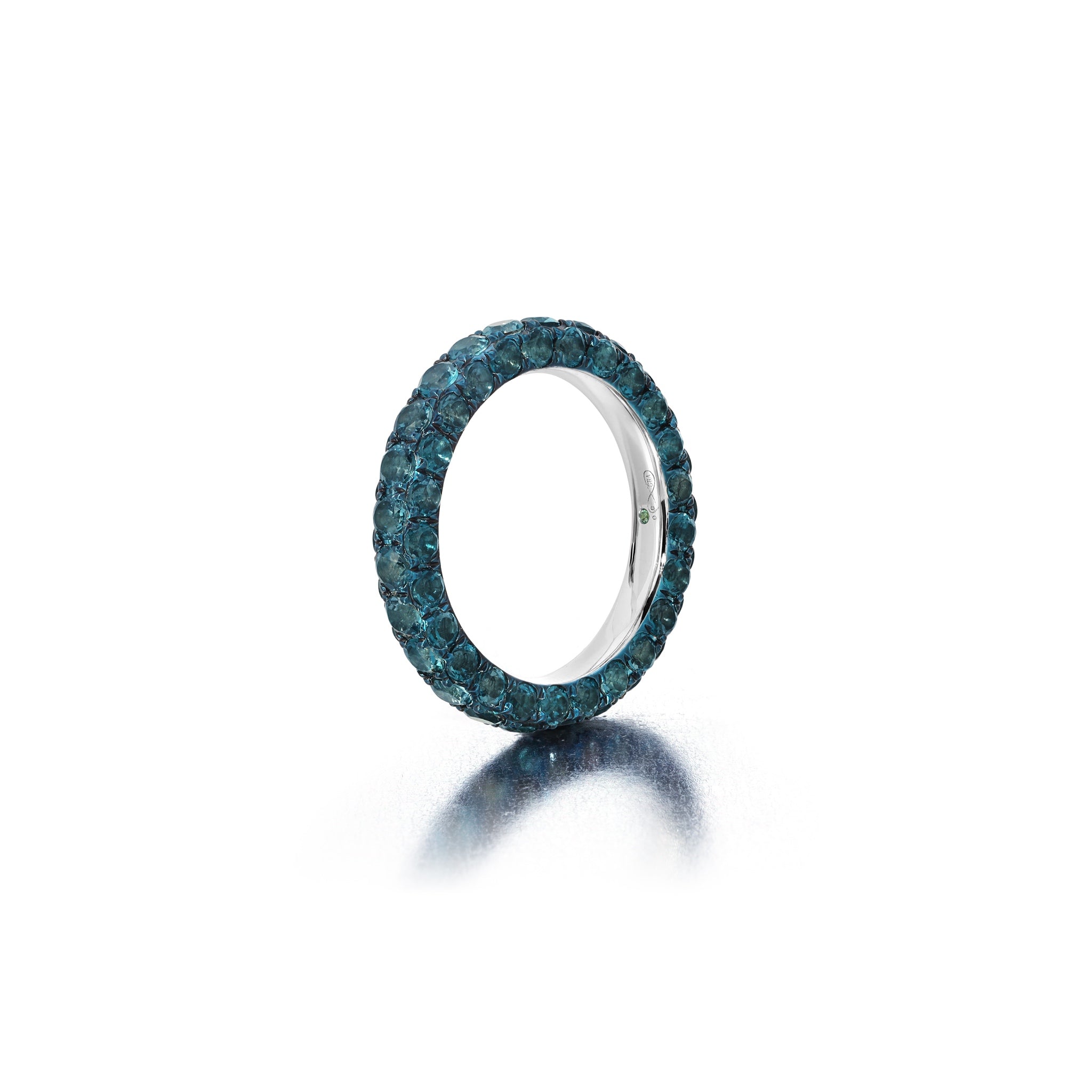 London Blue &amp; Blue Rhodium 3 Sided Ring