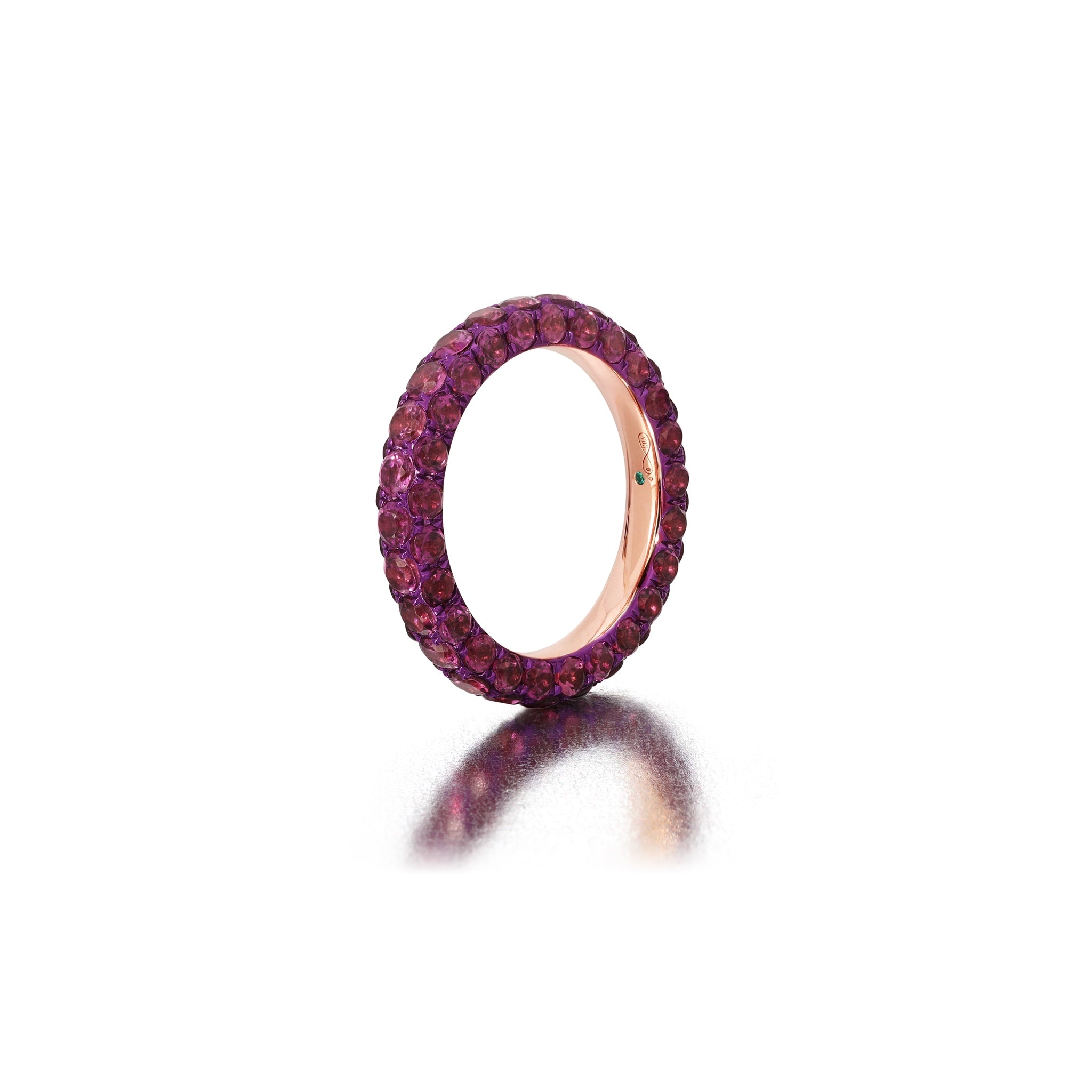 Rhodolite &amp; Magenta Rhodium 3 Sided Ring