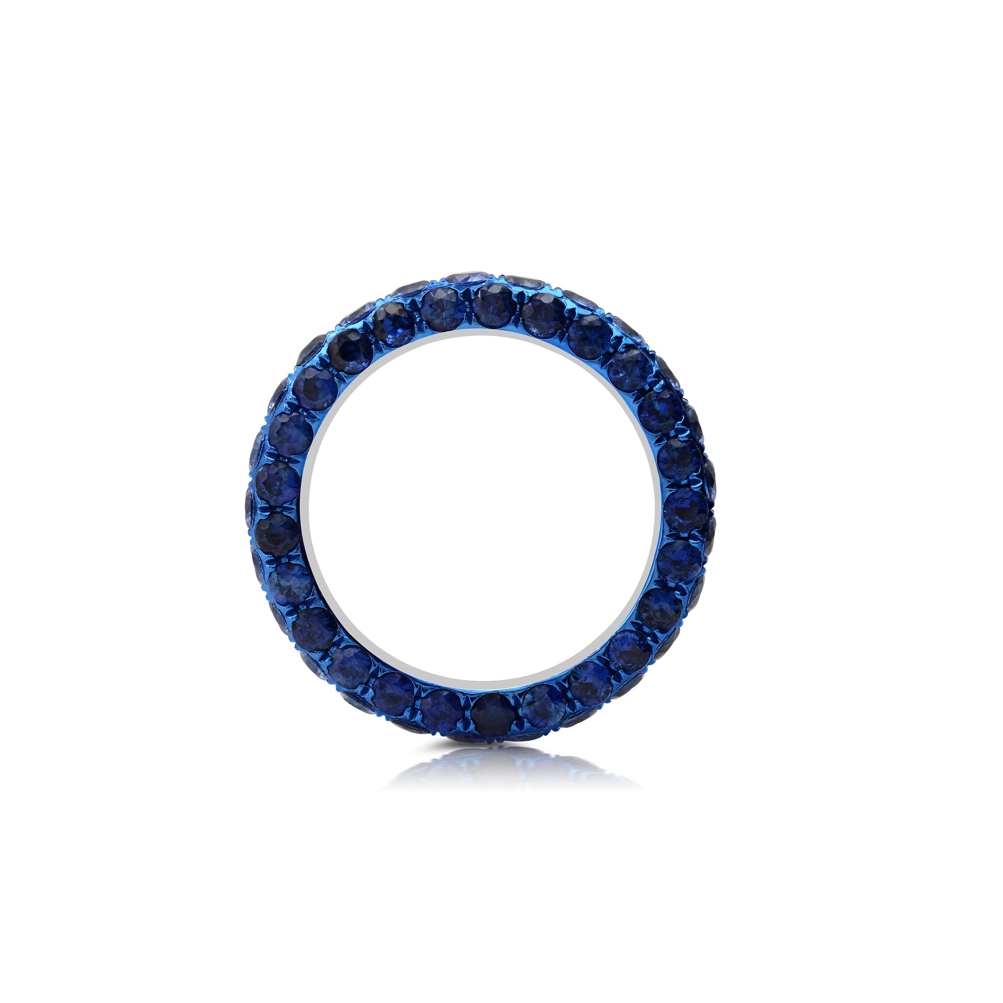 Blue Rhodium Blue Sapphire 3 Sided Band Ring