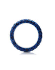 Blue Rhodium Blue Sapphire 3 Sided Band Ring