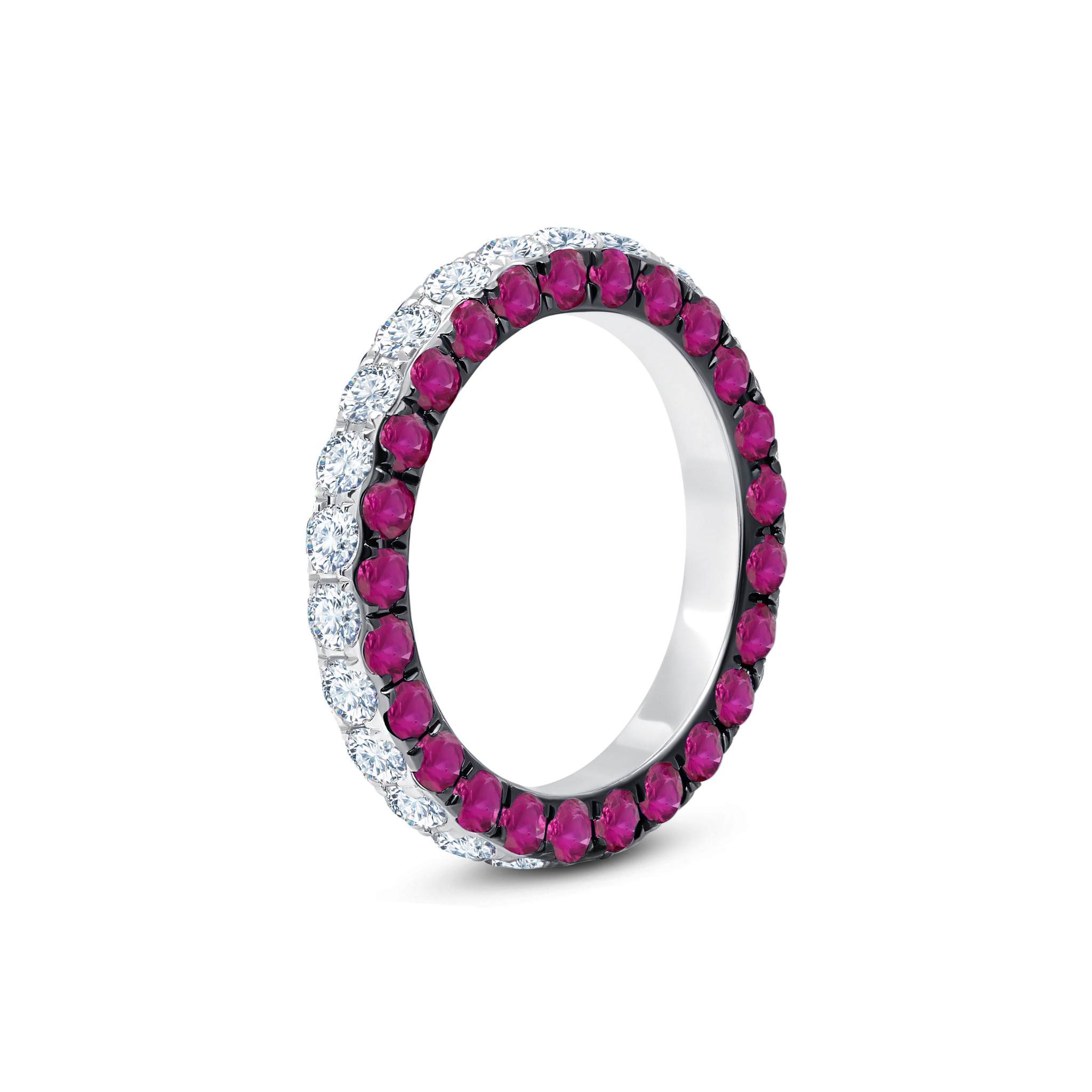 Ruby &amp; Diamond 3 Sided Band Ring