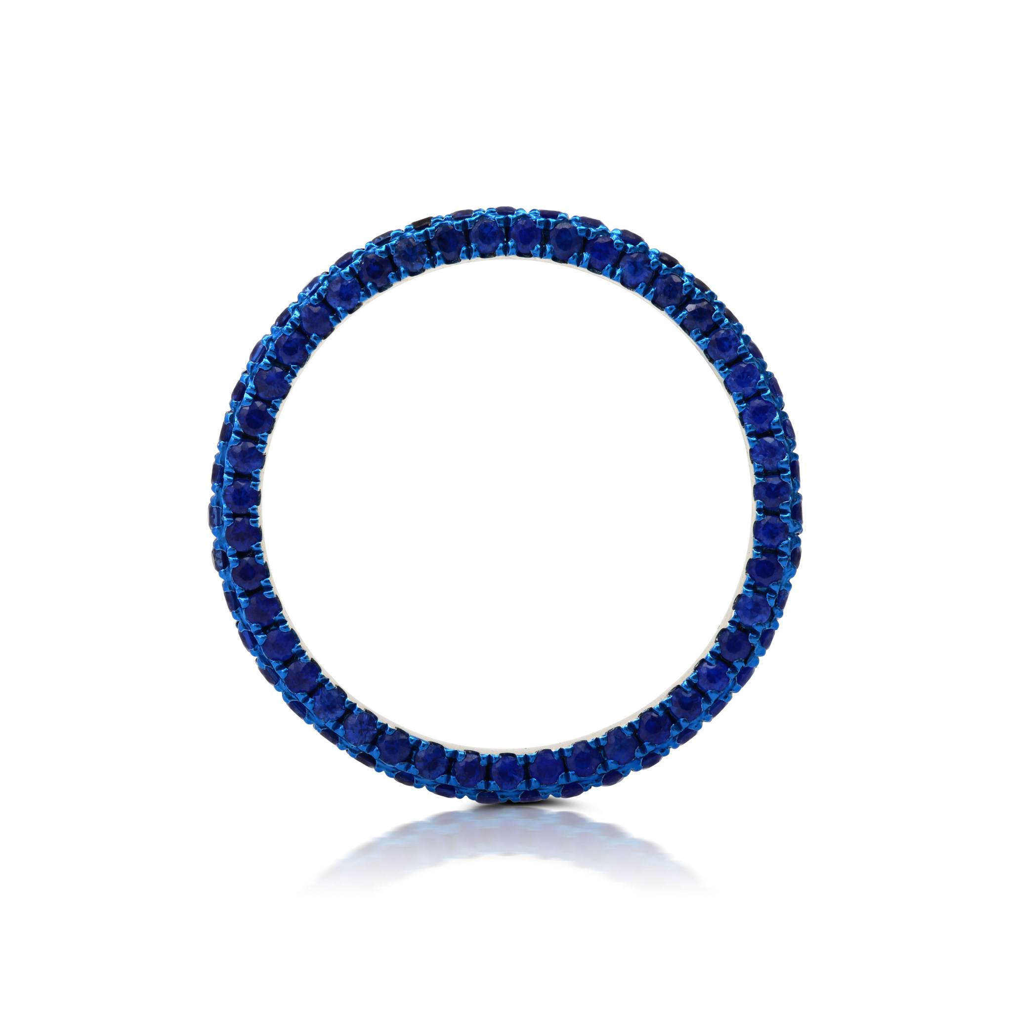 Blue Sapphire and Blue Rhodium 3 Sided Band