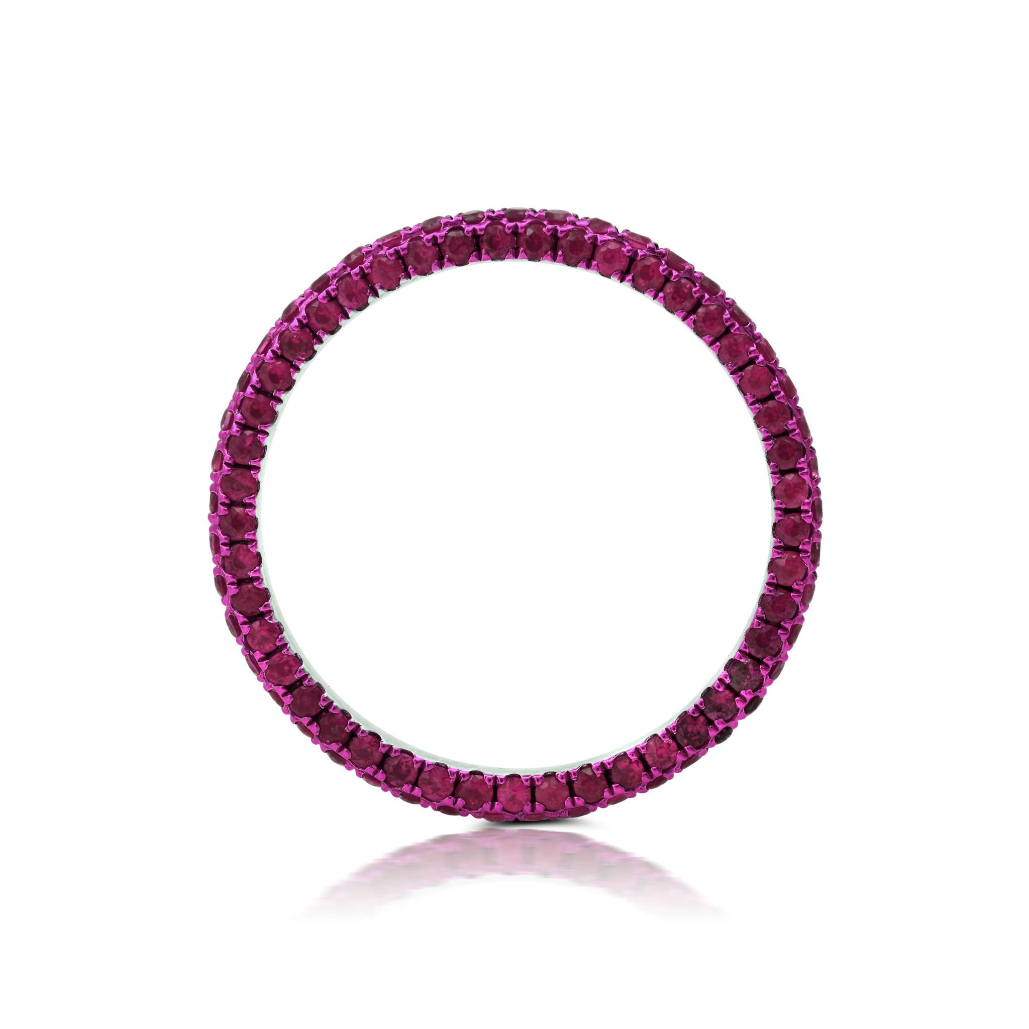Ruby and Red Rhodium 3 Sided Band